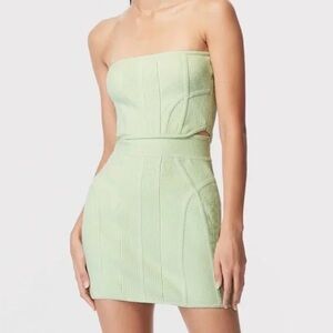 HERVE LEGER 
Strapless Ribbed Cottonblend Mini Dress